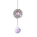 Handmade sunflower crystal suncatcher with iridescent hanging prism ball ornament - Sunflower Charm / Total Length 17cm / Transparent Gray