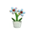 Élégante figurine de fleur en cristal faite à la main avec des pétales irisés et pot - Deux Fleurs (Feuille en Filet) / Arc-en-ciel