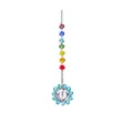 Handmade colorful chakra beads crystal suncatcher with a beautiful sunflower pendant - Sun Flower Rainbow Pendant / Total Length Approx 43cm / Lake Blue