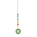 Handmade colorful chakra sunflower crystal suncatcher for garden and patio hanging decoration - Sun Flower Rainbow Pendant / Total Length Approx 43cm / Grass Green