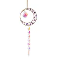 Detailed view of handmade crystal suncatcher with AB colorful prism and amethyst stones. - Length approx 41cm / Purple