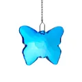 Magnifique pendentif papillon en cristal bleu facetté attrape-soleil avec chaîne argent - Papillon (Bleu Lac) / Chaîne BL