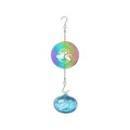 Decorative rainbow tree of life metal wind spinner with blue speckled glass hanging globe - Tree of Life Blue Ball