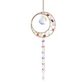Full view of handmade crystal sun catcher with colorful stones and faceted pendant - Length approx 41cm / Red