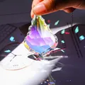 Luxe kristallen zonnevanger met esdoornblad en iriserende regenboogprisma-reflectie - AB Kleur Enkelzijdig Esdoornblad (76mm)
