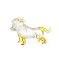 Statuetta di tigre in cristallo fatta a mano con accenti ambrati, ornamento zodiaco cinese. - Zodiaco Cinese - Tigre