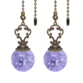 Vintage bronze ceiling fan pull chain extension with purple crackle glass ball - Purple