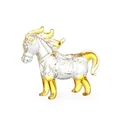 Élégante figurine de cheval en cristal faite main avec accents dorés pour bureau maison - Zodiaque Cheval