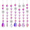 Beautiful 7pcs colorful crystal sun catcher set with snowflake charms for home decor. - Snowflake Ribbon-7 Piece Set