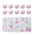 Lot de perles de cristal octogonales irisées pour bijoux DIY avec boîte de rangement - Perle Octogonale à Double Trou (Couleur AB) / 14mm (100 pièces/paquet)