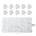 Perle di cristallo ottagonali trasparenti in una scatola a 10 scomparti in plastica - Perla Ottagonale a Foro Singolo (Trasparente) / 14mm (100 pezzi/confezione)
