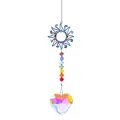Crystal suncatcher with rainbow-plated sun, chakra beads and heart-shaped prism - Sun