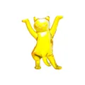 Gelbe durchscheinende tanzende Katzenfigur als kreativer Stifthalter für den Tisch - Enchanting Cat / 58*32*78mm (68g) / Gold