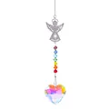 Atrapasol de cristal arcoíris con ángel plateado y prisma de corazón AB facetado colgante - Ángel (Esperanza)