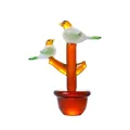 Minifigurina de pájaro de vidrio hecha a mano en maceta roja para un micropaisaje - Pájaro / 59*30*73mm