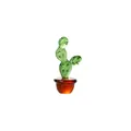 Exquisita mini figura de cactus de cristal verde hecha a mano en maceta ámbar para decoración - Cactus / 28*28*75mm