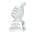 Modern crystal thumbs-up trophy award engraved with Best Dad message for father gift - Best Dad (Style B)