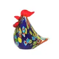 Figurine de coq en verre coloré faite à la main de style Murano pour décor de table - Poule Bleue Moyenne (LSL067)