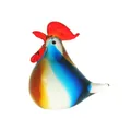 Figurine de coq artisanale en verre de cristal coloré pour déco - Poule Bleue Colorée Moyenne (LSL067)