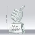 Premium crystal thumbs up trophy award with Thank You engraving 4.8 inch height gift - Thank You