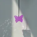 Artistic purple butterfly sun catcher pendant hanging ornament with prismatic light effects - Brown Rope / Medium Purple
