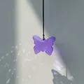 Elegant purple crystal butterfly suncatcher pendant hanging on a dark cord for garden decor - Brown Rope / Violet