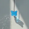 Decorative blue butterfly crystal sun catcher pendant with brown cord for garden - Brown Rope / Lake Blue