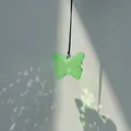 Green translucent butterfly sun catcher pendant hanging crystal garden ornament - Brown Rope / Fruit Green