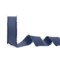 Handmade frayed edge chiffon ribbon in dusty blue for gift wrapping and wedding bouquets - 4cm x 5 Yards / Dark Blue