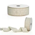Premium cream white Chanel-style textured ribbon roll for elegant gift wrapping and DIY crafts - Off White