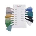 Detailed color swatch card for silk raw-edge ribbons featuring multiple fabric shades - Silk Frayed Style (SJR004) / 3.8cm (5 Yards)