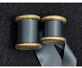 Premium dark grey 100% silk ribbon on vintage wooden spools for elegant gift wrapping - 3.8cm x 5m (With Wooden Spool) / Dark Grey Blue