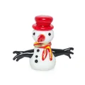 Figurine de bonhomme de neige en verre faite à la main pour Noël avec chapeau rouge - Bonhomme de neige - Mains noires