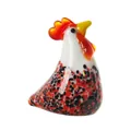Mini figura de gallo de cristal hecha a mano con motas rojas para decoración mesa - Estilo Pico Negro/Cuerpo Negro Amarillo Limón / 30x22x37mm
