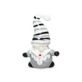 Figurine de gnome en verre à bonnet rayé gris et blanc pour décoration de Noël artisanale - Père Noël - Gris