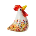 Figura de gallo de vidrio moteado colorido moderno para decoración de mesa hogar - Estilo Pico Amarillo/Cuerpo Negro Rojo / 30x22x37mm
