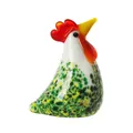 Figura de gallo de vidrio hecha a mano con colorido patrón moteado para el hogar - Estilo Pico Amarillo/Cuerpo Amarillo Amarillo Limón / 30x22x37mm