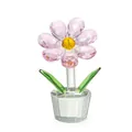 Exquisite pink crystal sunflower ornament in a clear faceted pot for elegant home decor - 61x100mm / Pink