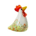 Figura de gallo de vidrio hecha a mano con manchas de colores para decorar el escritorio - Estilo Pico Amarillo/Cuerpo Verde Amarillo Limón / 30x22x37mm