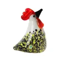 Figura de gallo de vidrio hecha a mano con cresta roja y cuerpo moteado detalle - Estilo Pico Amarillo/Cuerpo Amarillo Pálido / 30x22x37mm
