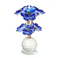 Elegant blue crystal flower ornament with golden stems and faceted base for home decor. - Medium Blue (6 Branches) / 100*150mm