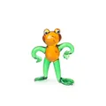Handmade miniature glass frog figurine in vibrant orange and green dancing pose - Mini Frog - Hands On Hips / 30*55mm