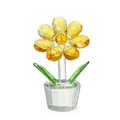 Elegant crystal sunflower figurine with faceted yellow petals in a clear pot - 61x100mm / Golden Yellow