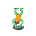 Handcrafted green and orange glass frog figurine in a playful dancing pose - Mini Frog - Diving / 30*55mm