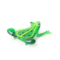 Handcrafted green translucent glass frog figurine with decorative yellow stripes - Striped Frog - Cross-legged / 51*60mm