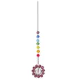 Décoration suspendue en cristal de tournesol à sept couleurs pour carillon de jardin. - Pendentif Arc-en-Ciel Fleur de Soleil / Longueur Totale Environ 43cm / Violet Moyen