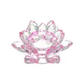Elegante portacandele a forma di fiore di loto in cristallo rosa e trasparente - Rosa