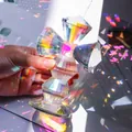 Detailed view of faceted crystal ornament showing vibrant rainbow light prism reflections - Diamond Ball Cross / 96*140mm / AB Color