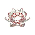 Elegante portacandele loto in cristallo con accenti di petali decorativi rossi sfaccettati - Rosso
