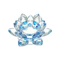 Elegante portacandele a forma di loto in cristallo con petali blu per la casa - Blu